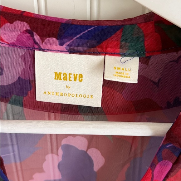 Maeve by Anthropologie Sheer Ruched Buttondown Blouse - Picture 3 of 6